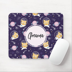 Tapis De Souris Cute Kitty Chat Astronauts Motif