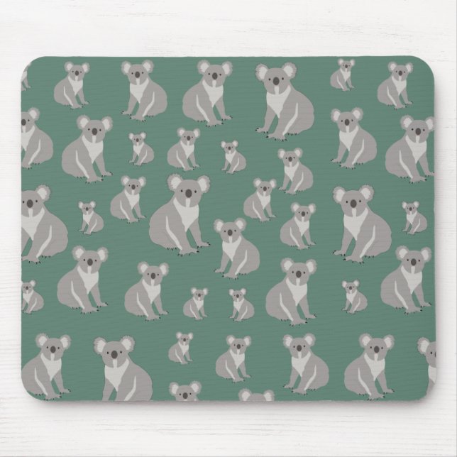Tapis De Souris Cute Koala Eucalyptus Motif vert (Devant)