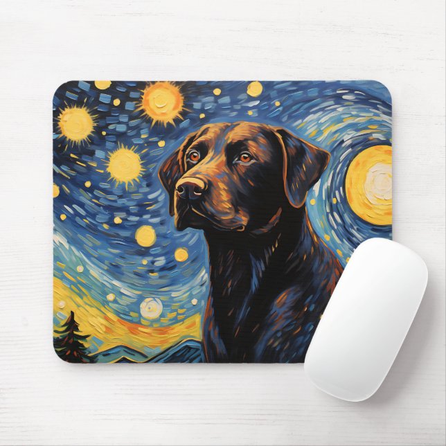 Tapis De Souris Cute Labrador Retriever Dog Starry Nuit (Avec souris)