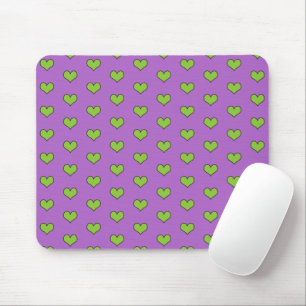 Tapis De Souris Cute Lilac et Green Hearts Motif