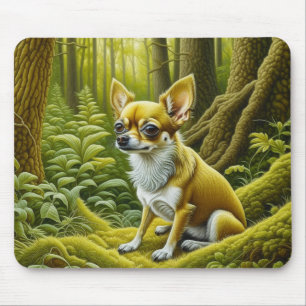 Tapis De Souris Cute Little Chihuahua Assis dans les bois