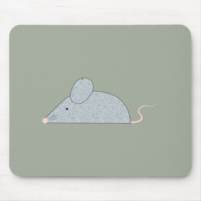 Tapis De Souris Cute Little Grey Mouse avec queue et nez roses (Devant)