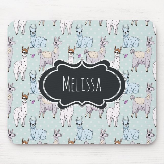 Tapis De Souris Cute Llama Motif Pois (Devant)