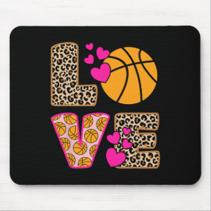Tapis De Souris Cute Love Basketball Leopard Print Women Girls Bas