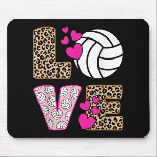 Tapis De Souris Cute Love Volleyball Leopard Print Women Ladies Vo