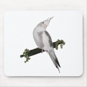 Tapis De Souris Cute Lutino Cockatiel Bird Ivy Perch Animal
