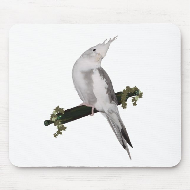 Tapis De Souris Cute Lutino Cockatiel Bird Ivy Perch Animal (Devant)
