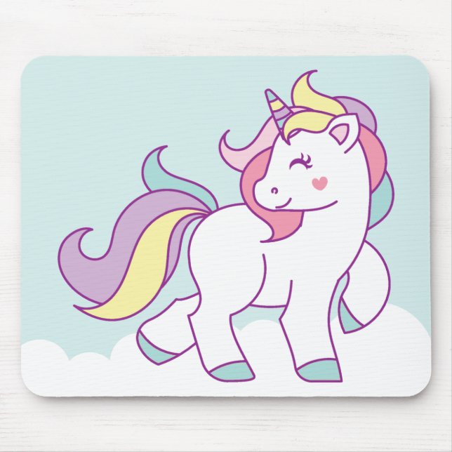 Tapis De Souris Cute Magique Unicorn couleur pastel Personnalisé (Devant)