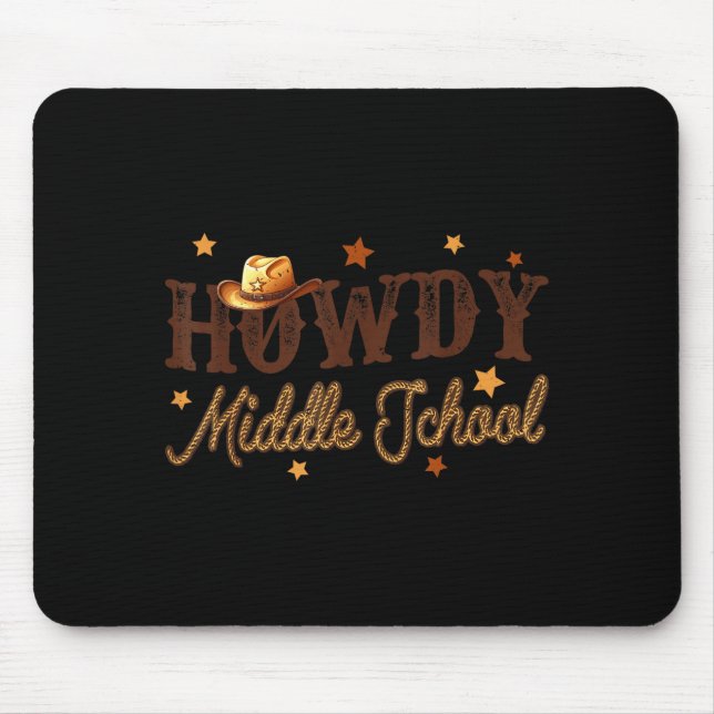Tapis De Souris Cute Middle School Teacher Rodeo Western Howdy Mid (Devant)
