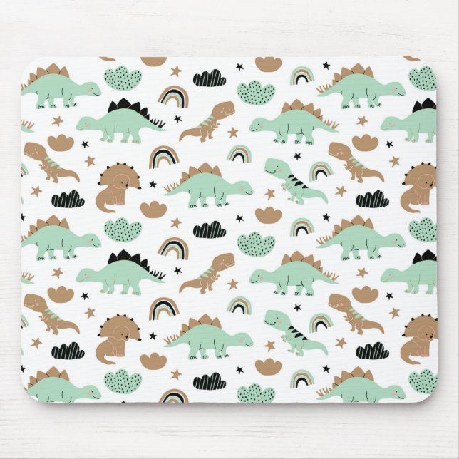 Tapis De Souris Cute Mint Green Dinosaur Motif (Devant)