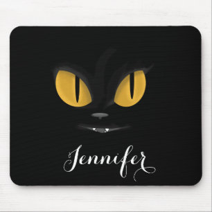Tapis De Souris Cute Mischievous Chat noir avec les doigts Personn