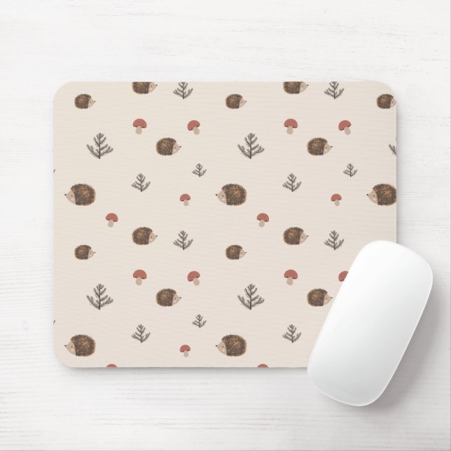 Tapis De Souris Cute Motif forestier de Hérisson et Champignons (Avec souris)