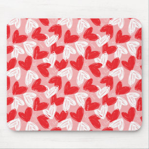Tapis De Souris Cute motif moderne rouge et blanc coeurs