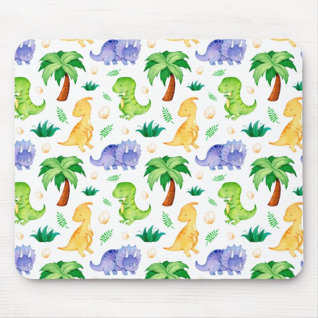 Tapis De Souris Cute Neon Aquarelle Dinosaur Motif (Devant)
