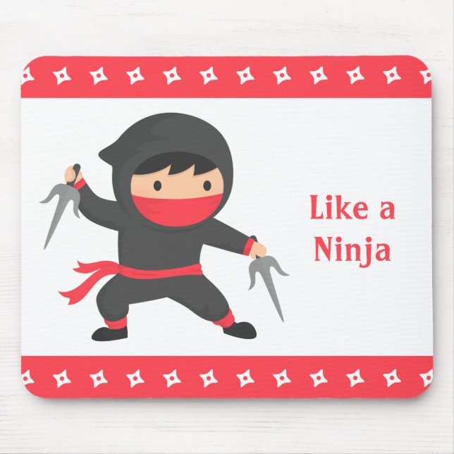 Tapis De Souris Cute Ninja Kid with Sai Armes pour enfants (Devant)