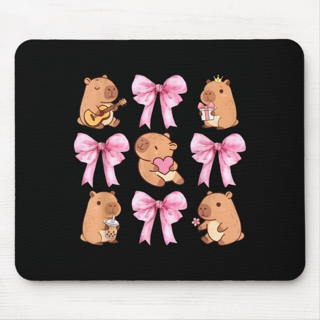 Tapis De Souris Cute Nk Coquette Bow Kawaii Capybara Lover  (Devant)