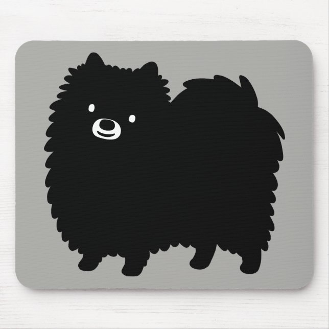Tapis De Souris Cute Noir Pomeranian | Poofy Pom Dessin Chien (Devant)