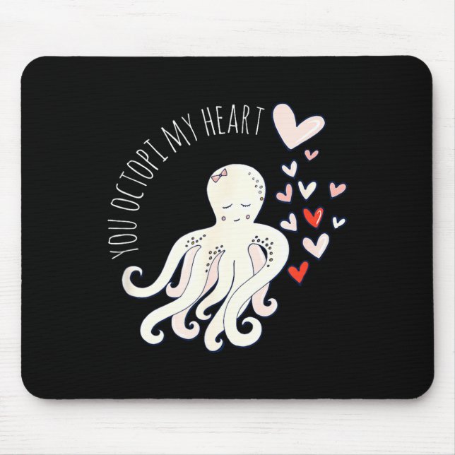 Tapis De Souris Cute Octopus, You Octo My Heart, Valentine  (Devant)