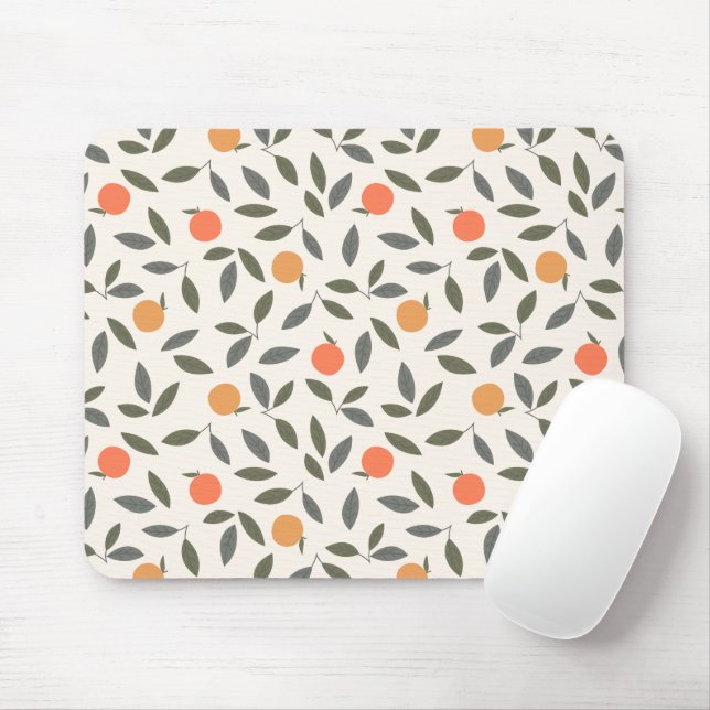 Tapis De Souris Cute Orange et Motif Feuille (Avec souris)