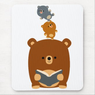 Tapis De Souris Cute Ours de lecture de dessin et Cubs Mousepad