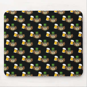 Tapis De Souris Cute Owl Boire Bière St Patrick's Day Motif