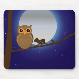 Tapis De Souris Cute Owl By the Moonlight