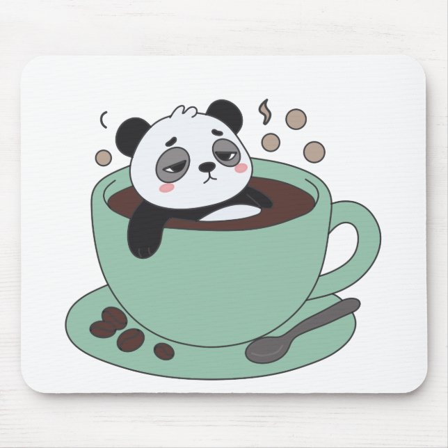 Tapis De Souris Cute Panda In Coffee Cup Coffee Lover Gift (Devant)