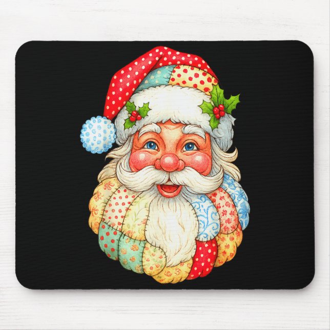 Tapis De Souris Cute Patchwork Santa Claus Christmas Xmas Men Wome (Devant)