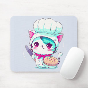 Tapis De Souris Cute pâtisserie boulangère Chef Chat avec gâteau e