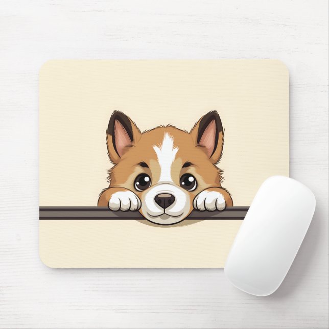 Tapis De Souris Cute Peeking Akita Chien (Avec souris)