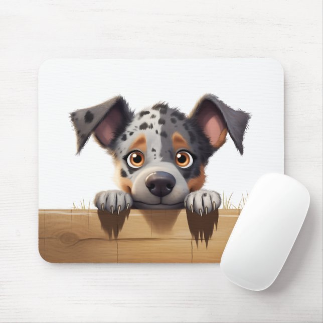 Tapis De Souris Cute Peeking Australian Cattle Dog (Avec souris)