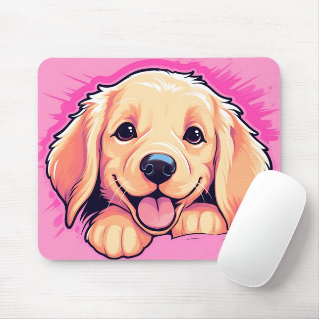 Tapis De Souris Cute Peeking Golden Retriever Chien (Avec souris)