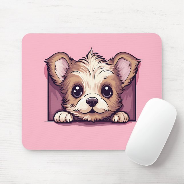 Tapis De Souris Cute Peeking Yorkshire Terrier Chien (Avec souris)