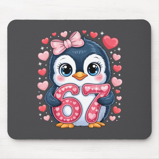 Tapis De Souris Cute Penguin 67 Six Seven Valentine Hearts 6 7 Mem (Devant)