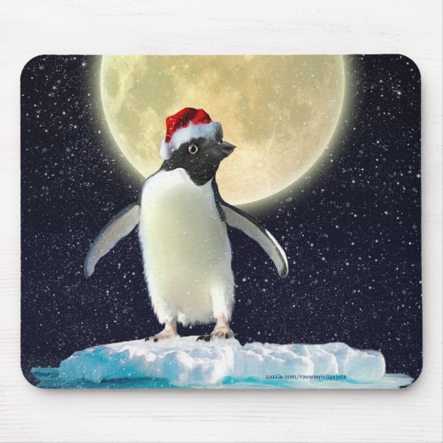 Tapis De Souris Cute Penguin & Winter Moon Christmas Mousemat (Devant)