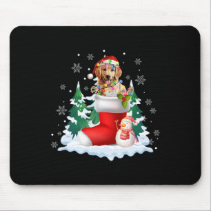 Tapis De Souris Cute Père Noël Golden Retriever Dans Chaussettes d