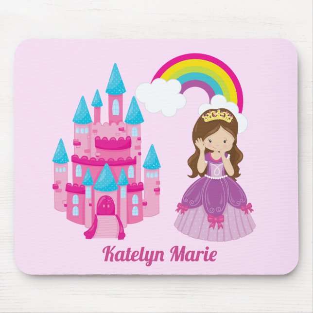 Tapis De Souris Cute Personnalisée Rose Princess Castle Fairy Tale (Devant)