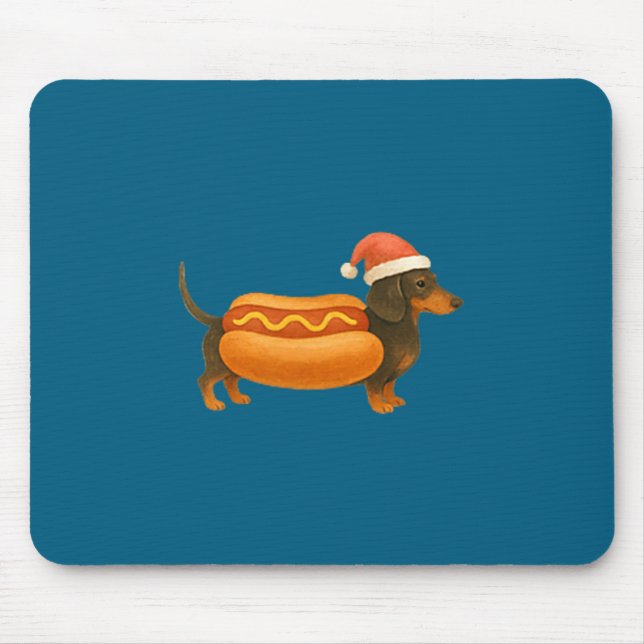 Tapis De Souris Cute Petite Christmas Funny Hot Dog Dachshund  (Devant)