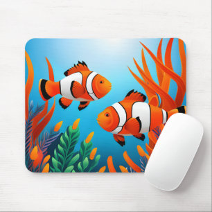 Tapis De Souris Cute Poisson Clown Dans Les Algues