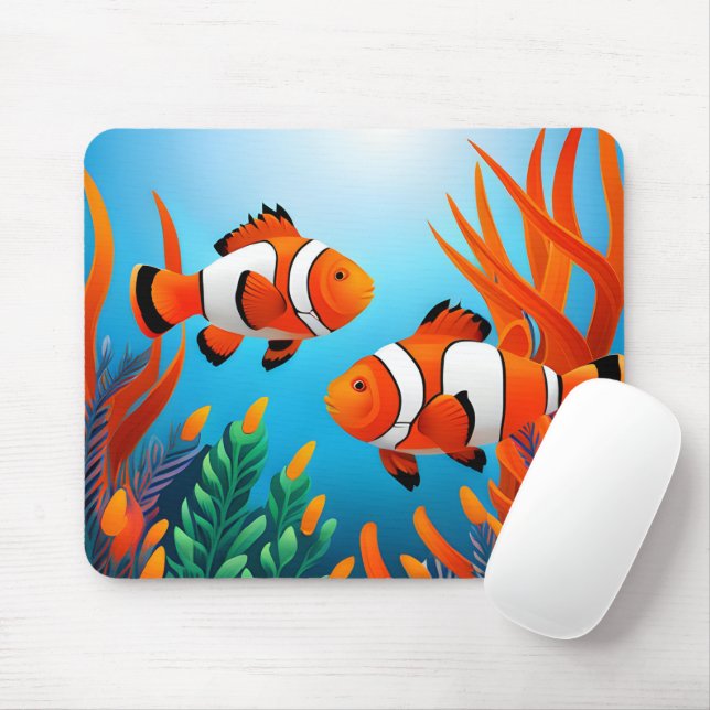 Tapis De Souris Cute Poisson Clown Dans Les Algues (Avec souris)