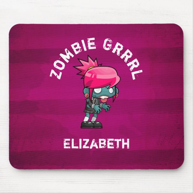 Tapis De Souris Cute Punk Rock Zombie Grrl Personnalisé (Devant)