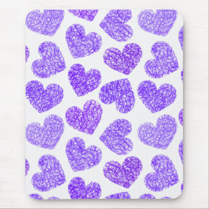 Tapis De Souris Cute Purple Doodled Heart Valentine's Day Motif