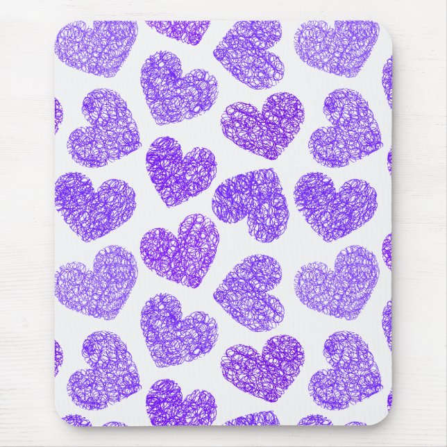 Tapis De Souris Cute Purple Doodled Heart Valentine's Day Motif (Devant)