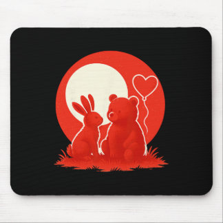 Tapis De Souris Cute Rabbit Bear Couple Valentine's Day Lovers 