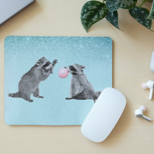 Tapis De Souris Cute Raccoon Blue  Bubble Gum