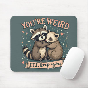 Tapis De Souris Cute Raccoon et Ferret Hug avec citation amusante