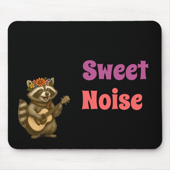 Tapis De Souris Cute Raccoon Jouer Guitare Unique Design animal (Devant)