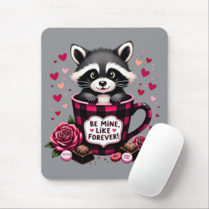 Tapis De Souris Cute Raccoon Valentine Buffalo Plaid