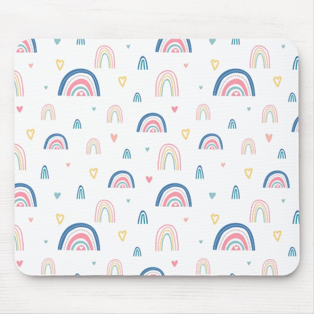 Tapis De Souris Cute Rainbows & Hearts Motif (Devant)