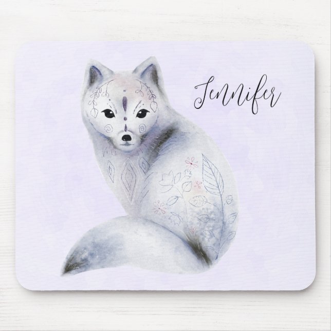 Tapis De Souris Cute renard nordique avec marques florales (Devant)